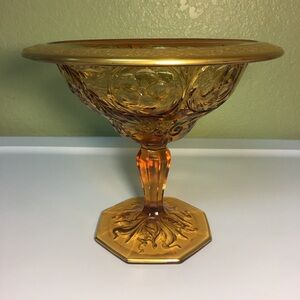 McKee Rock Crystal Amber Pedestal Bowl